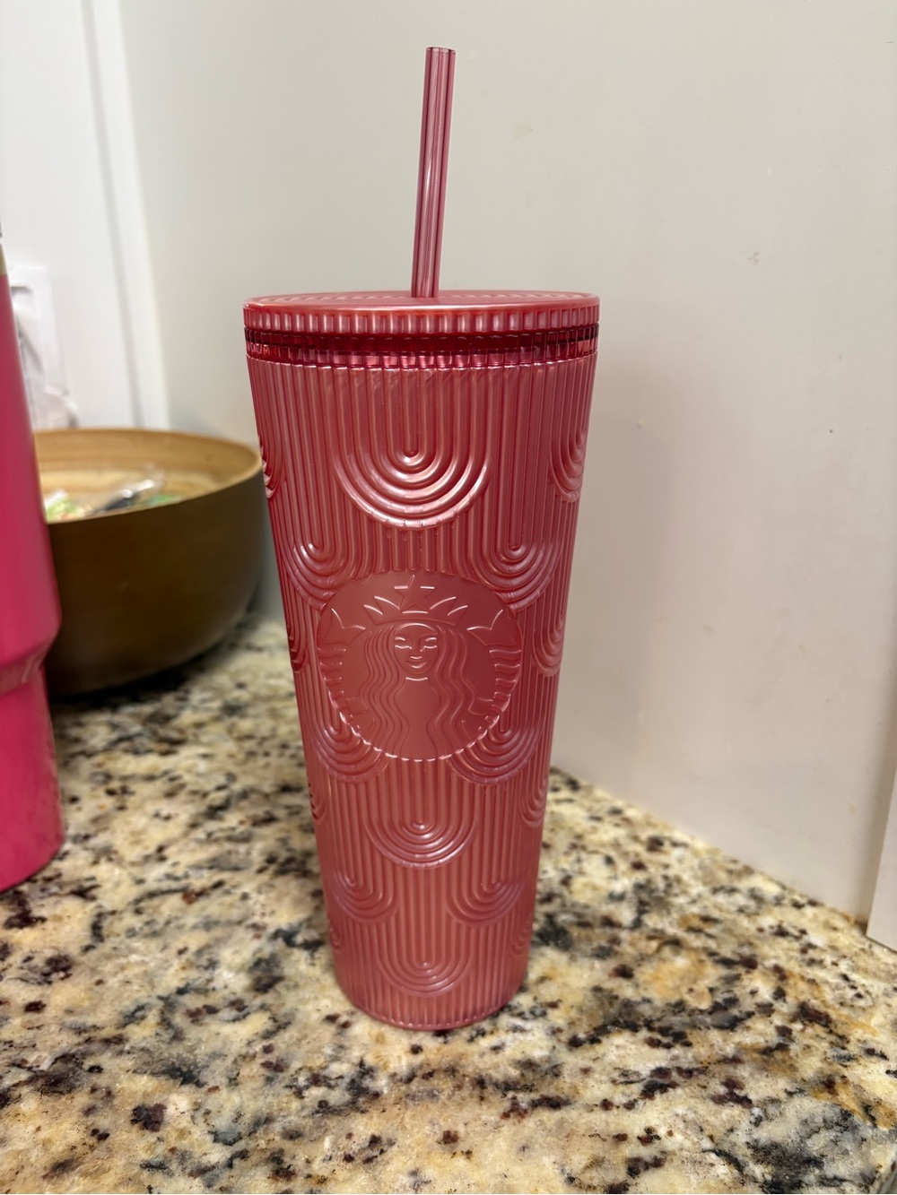 Starbucks Dusty Rose Textured Reusable Cold Cup with Straw